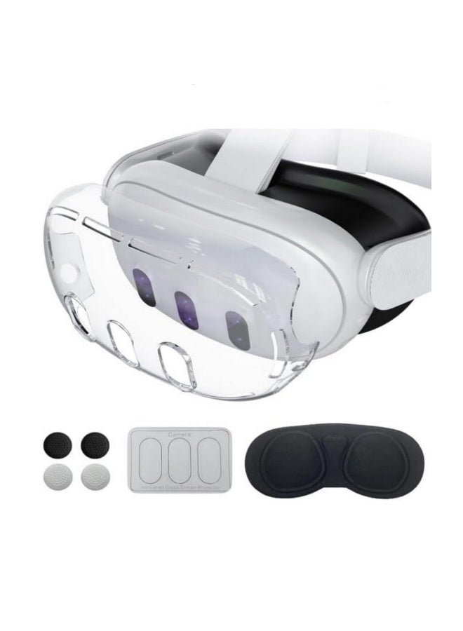 For Meta Quest 3 Includes Transparent Shell Cover 2Pack HD Clear Lens Tempered Glass Protectors Protective Magnetic Lens Cover and Heat-Dissipating Joystick Caps Enhanced Cooling - Image 1
